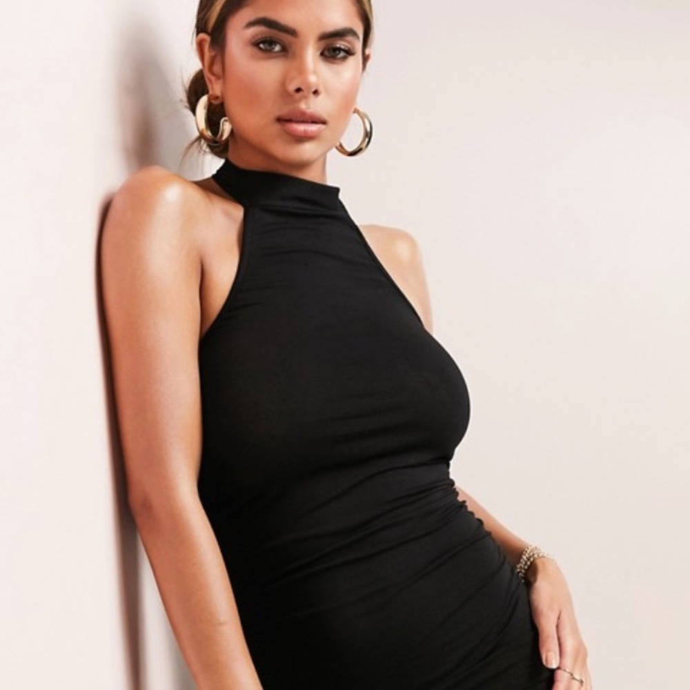 ASOS black pencil halter dress